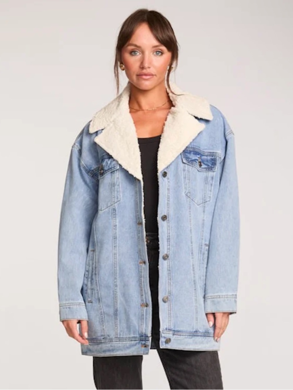 Saltwater Luxe Elysia sherpa lined denim jacket